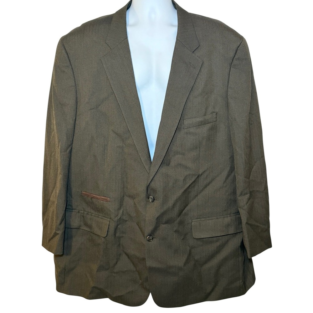 Oak Hill Blazer Sport Coat Herringbone Two Button‎ Brown Career Men's 54L